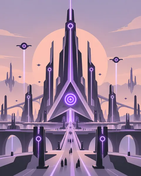Automata concept study: Triangle gate avenue sunset