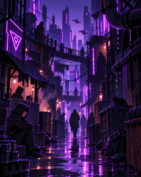 The slums concept study: Rain alley lone figure