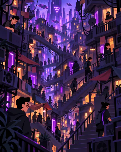 The slums concept study: Stairways and walkways