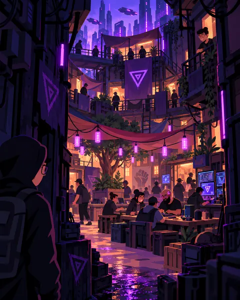 The slums concept study: Tavern gathering hooded figure